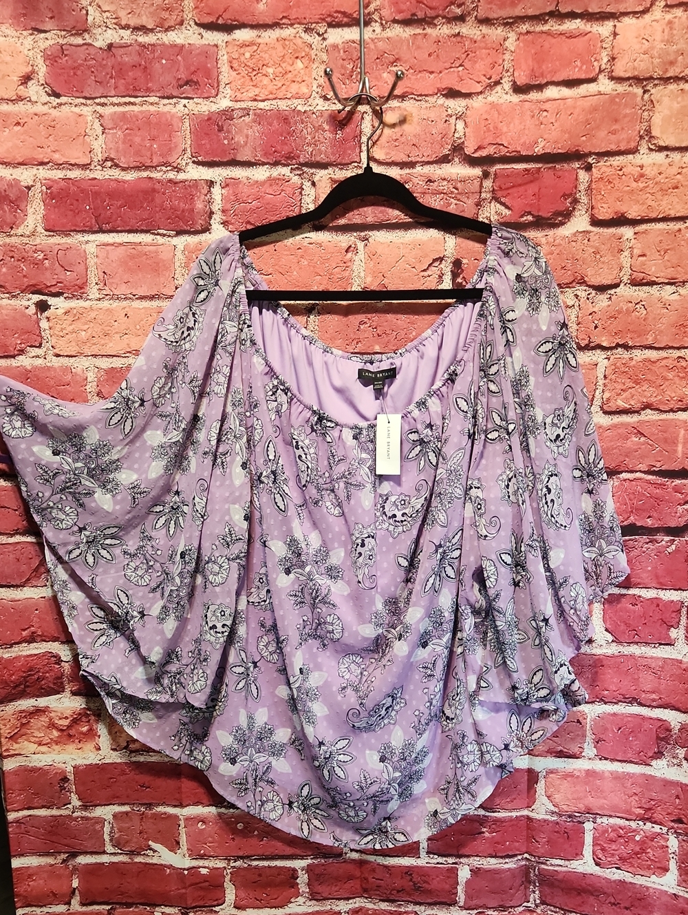 Lane Bryant Lavender Floral Paisley Draped Tunic